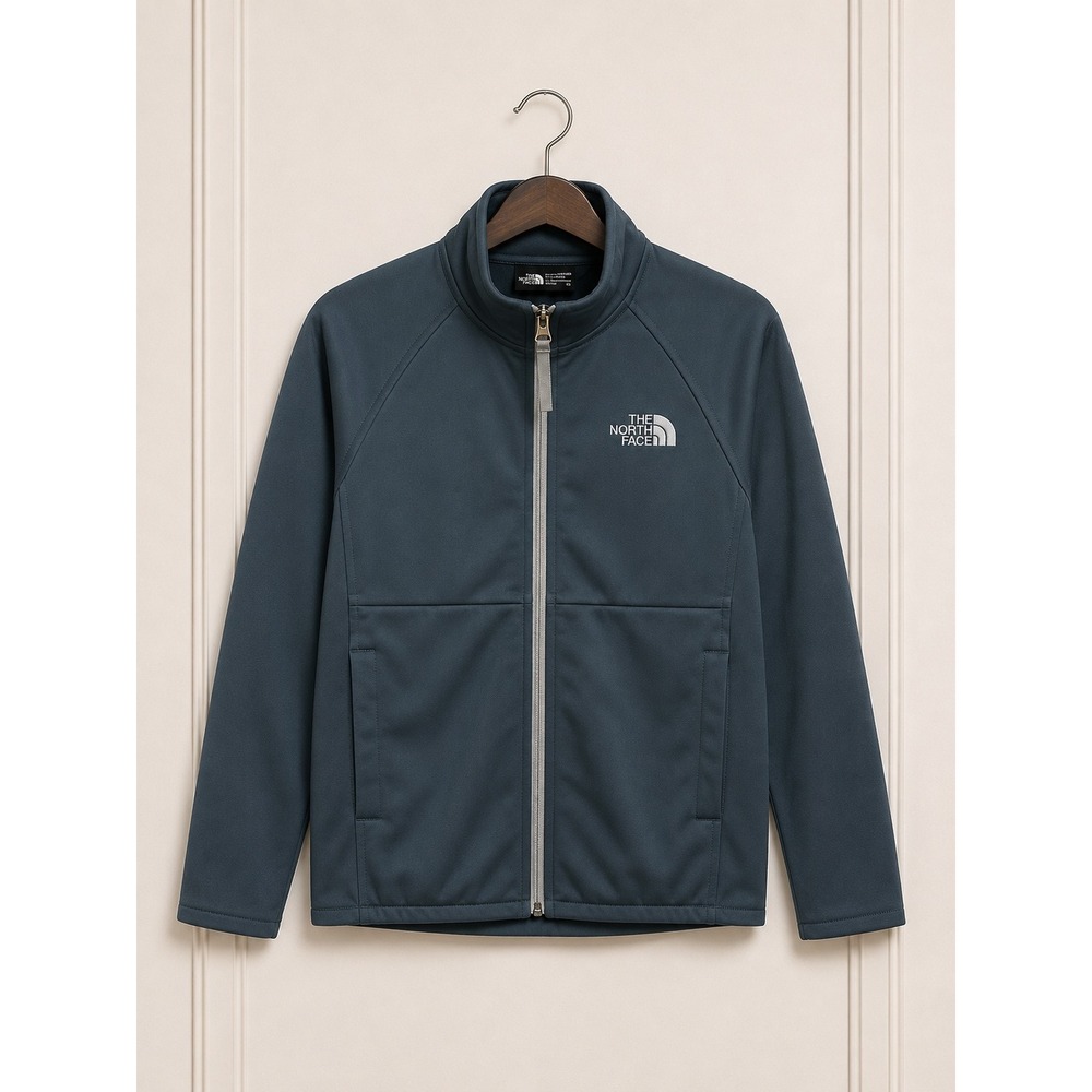 The North Face Boys XS 6 Full Zip Track Jacket Dark Teal Blue Green Mock Neck